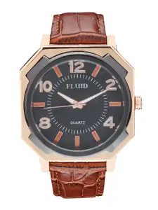 FLUID Men Printed Dial & Leather Straps Analogue Watch FL23-911-BK01