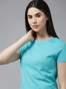 Van Heusen Women Solid Colour Fresh Round Neck Knitted Pure Cotton Lounge T-shirt