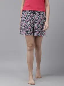 Van Heusen Women Floral Allover Print Functional Pocket Superior Drape Lounge Shorts