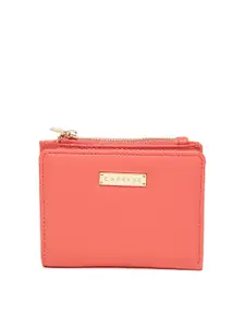 Caprese Women Coral Pink Solid Two Fold Wallet