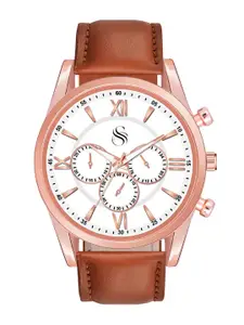 Shocknshop Men Leather Straps Analogue Chronograph Watch Watch67RoseGold