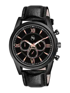 Shocknshop Men Leather Textured Straps Analogue Chronograph Watch Watch66RGoldCrono