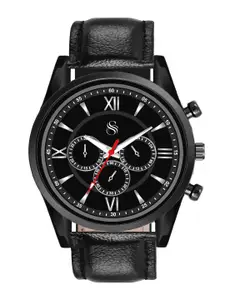 Shocknshop Men Dial & Leather Straps Analogue Chronograph Watch Watch66Black