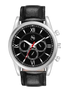Shocknshop Men Dial & Leather Straps Analogue Chronograph Watch Watch66Silver