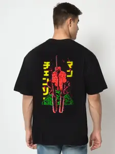 COMICSENSE Men Anime Printed Chainsaw Man Cotton Oversized Tshirt