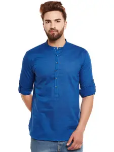 even Men Blue Solid Straight Short Kurta