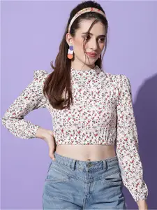 emeros Floral Printed Cropped Backless Top