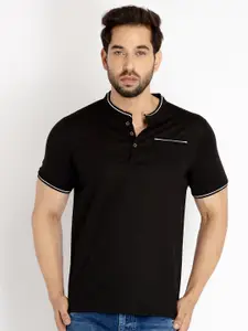 Status Quo Men Henley Neck Cotton T-shirt