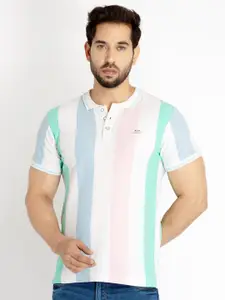 Status Quo Men Colourblocked Polo Collar Cotton T-shirt