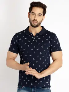 Status Quo Men Printed Polo Collar Cotton T-shirt
