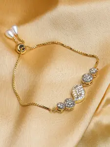 Fida Women  Gold-Plated American Diamond Wraparound Bracelet