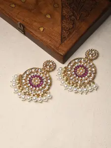 Fida Gold-Plated Circular Meenakari Drop Earrings