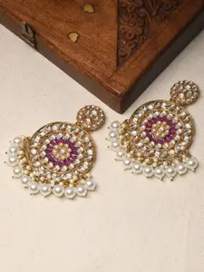 Fida Gold-Plated Circular Meenakari Drop Earrings