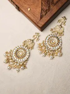 Fida Gold-Plated Circular Kundan Drop Earrings