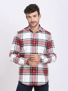 JJAAGG T Men Tartan Checked Flannel Weave Pure Cotton Casual Shirt