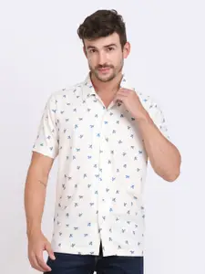 JJAAGG T Men Floral Printed Twill Weave Casual Shirt