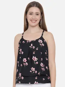 Indietoga Floral Print Crepe Tiered Top