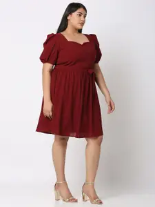 Curves by MISH Sweetheart Neck Power Shoulders Fit & Flare Dress