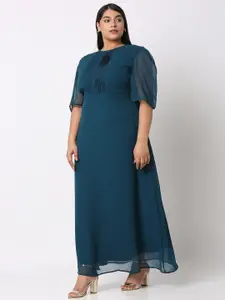 Curves by MISH Round Neck Georgette Maxi Dress