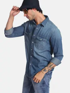 Flying Machine Washed Chambray Casual Shirt