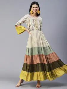 FASHOR Colourblocked Georgette Maxi Dress