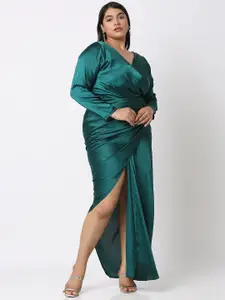 Curves by MISH Plus Size Satin Maxi Wrap Dress