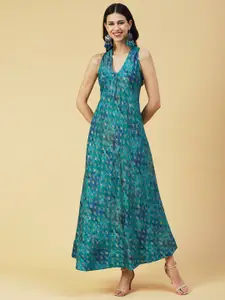 FASHOR Ethnic Motifs Silk A-Line Maxi Dress