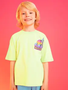 DeFacto Boys Printed Drop-Shoulder Sleeves Cotton T-shirt