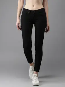 Moda Rapido Women Black Skinny Fit Mid-Rise Ankle Length Clean Look Stretchable Jeans