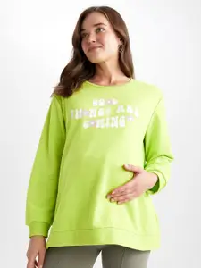 DeFacto Women Typography Printed Cotton Pullover Sweatshirt