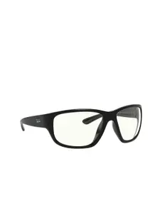 Ray-Ban Men Rectangle Sunglasses with UV Protected Lens 8056597368186-SHINY BLACK