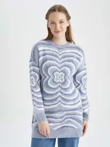 DeFacto Women Printed Ribbed Pullover