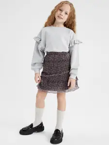 DeFacto Girls Printed Tiered Above knee Skirt