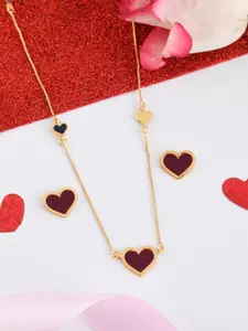 Voylla Gold-Plated Hearts Enamel Pendant Set
