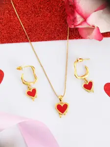 Voylla Gold-Plated Hearts Pendant Set