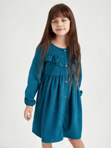 DeFacto Girls Puff Sleeves Ruffled Fit & Flare Dress