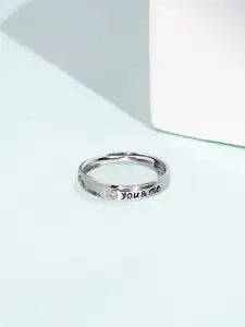 Zavya 92.5 Pure Silver Rhodium-Plated Stone-Studded Adjustable Finger Ring