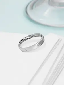 Zavya Women 925 Sterling Silver Rhodium-Plated Stone-Studded Adjustable Finger Ring