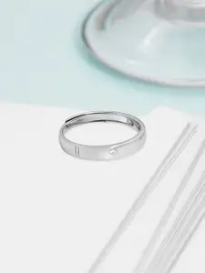 Zavya Men Rhodium-Plated Sterling Silver Stone Studded Adjustable Finger Ring
