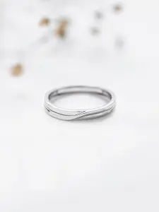 Zavya Men Rhodium-Plated Adjustable Finger Ring