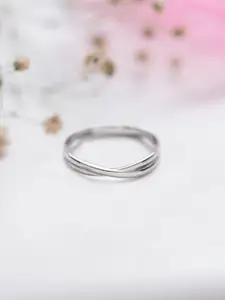 Zavya Men Rhodium-Plated Adjustable Finger Ring