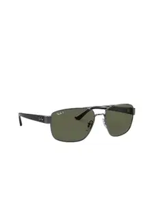 Ray-Ban Men Polarized Green Lens Irregular Sunglasses - 0RB3663004/5860