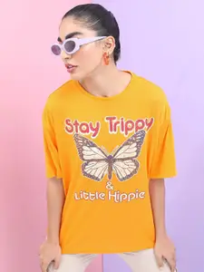 Tokyo Talkies Graphic Printed Drop Shoulder Sleeves Loose T-shirt