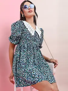 Tokyo Talkies Puff Sleeves Floral Mini Dress