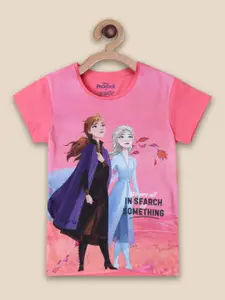 Kids Ville Girls Frozen Printed Pure Cotton T-shirt