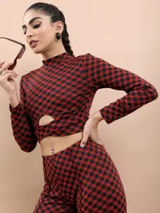 Tokyo Talkies Checked Crop Top