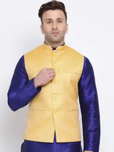 NAMASKAR Men Printed Woven Nehru Jackets