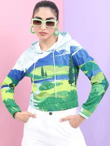 Tokyo Talkies Women Printed Hooded Sweatshirt