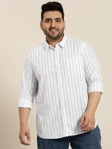 Sztori Plus Size Striped Pure Cotton Casual Shirt