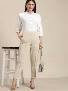 her by invictus Puff-Sleeves Crinkled Effect Textured Casual Shirt